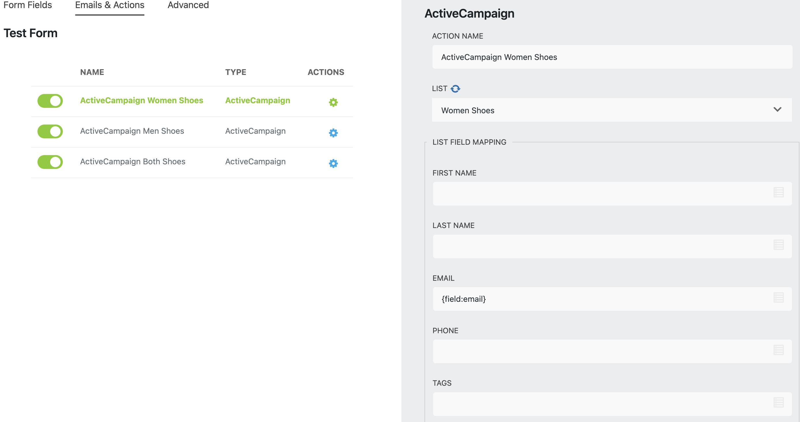 ActiveCampaign action