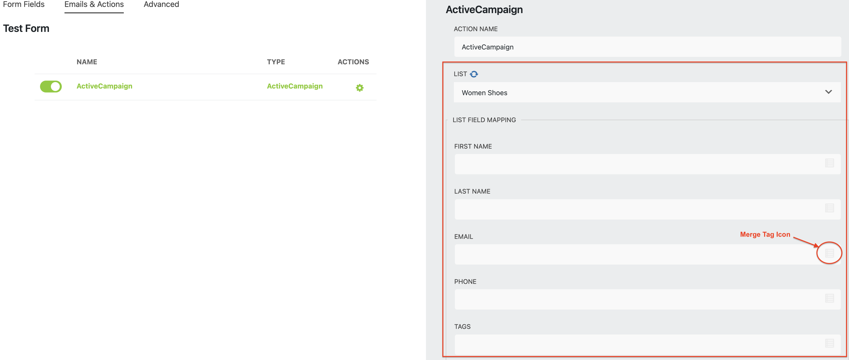 list field mapping activecampaign