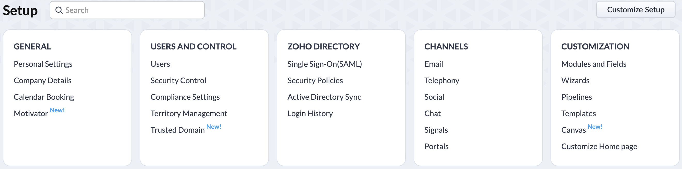 Zoho CRM dashboard