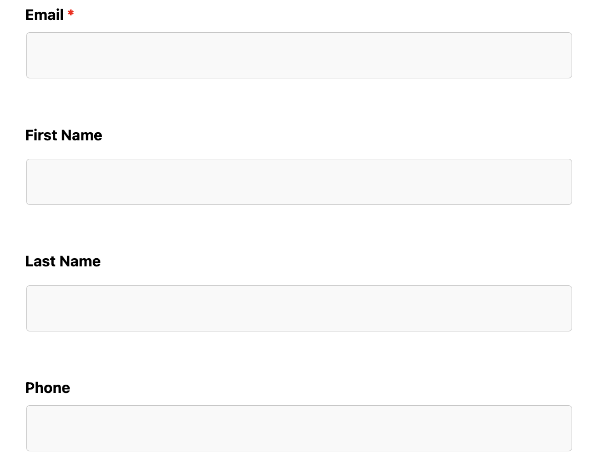 WordPress form fields