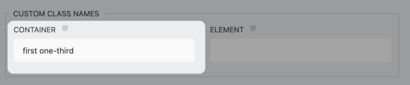 Helper classes added to the container field