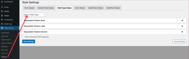 Style Settings for Repeatable Fieldset