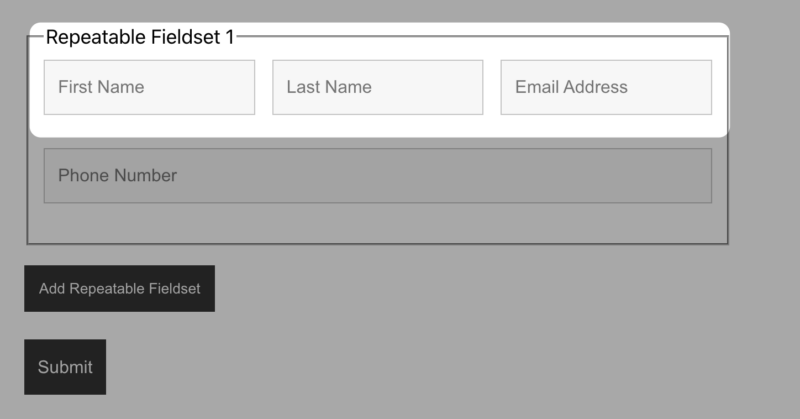 Three-column layout repeatable fieldset