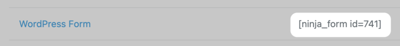 Ninja Forms WordPress form shortcode