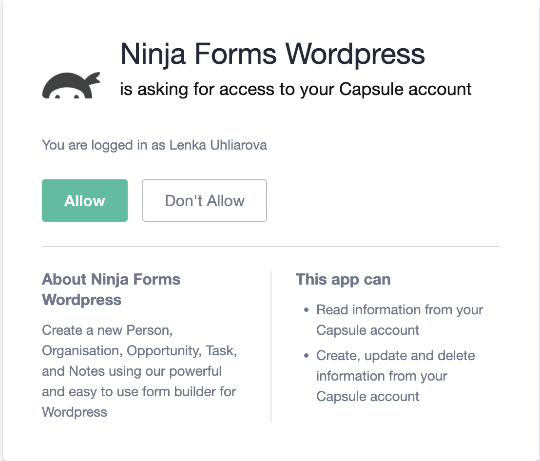 connect capsule crm to wordpress