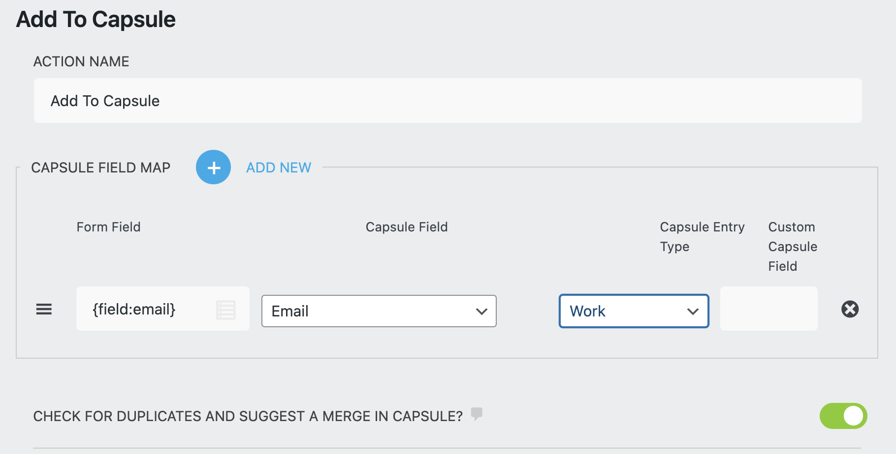 mapping wordpress form fields to capsule fields