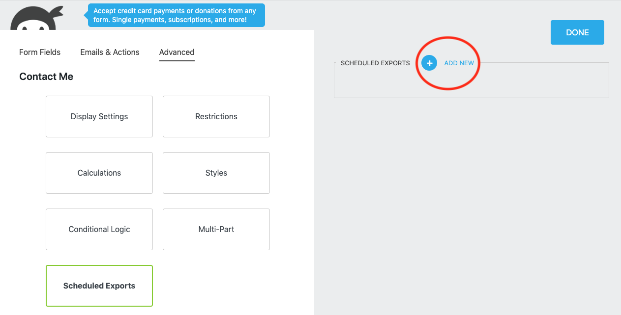 scheduled submissions export add new export option