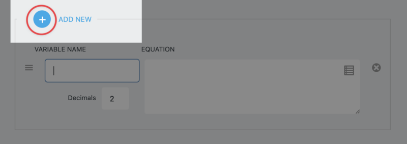 creating a calculation by clicking add new