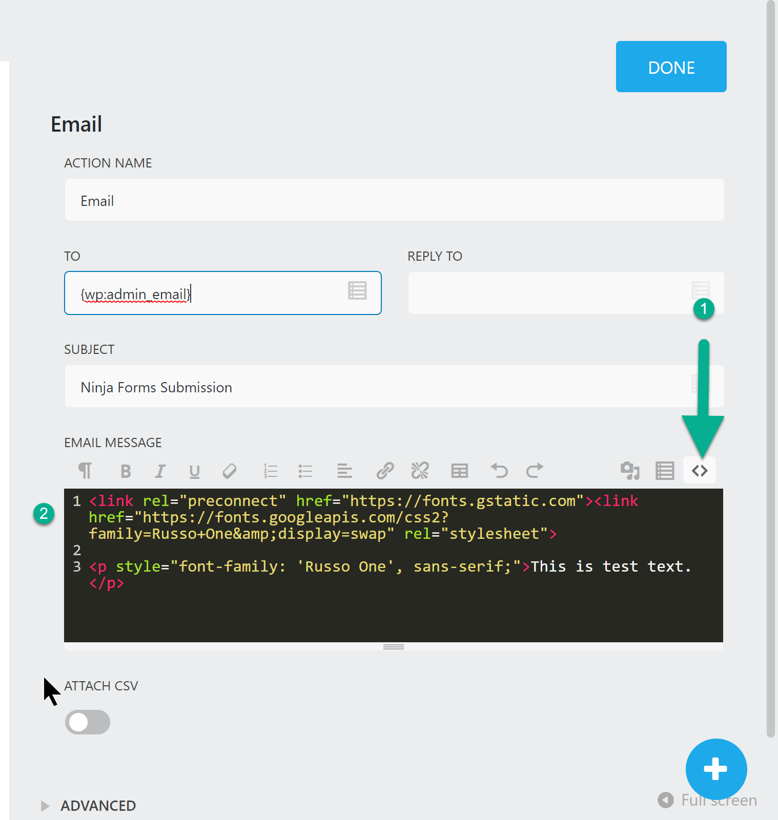 changing the font in email confirmation