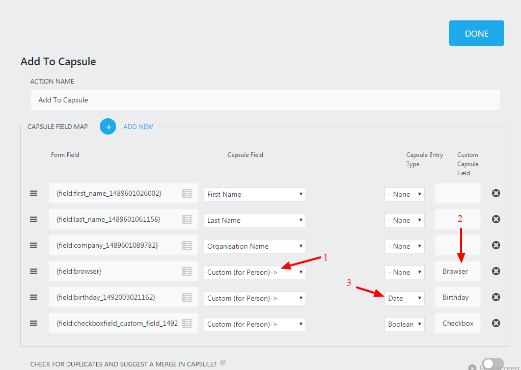 custom fields mapping