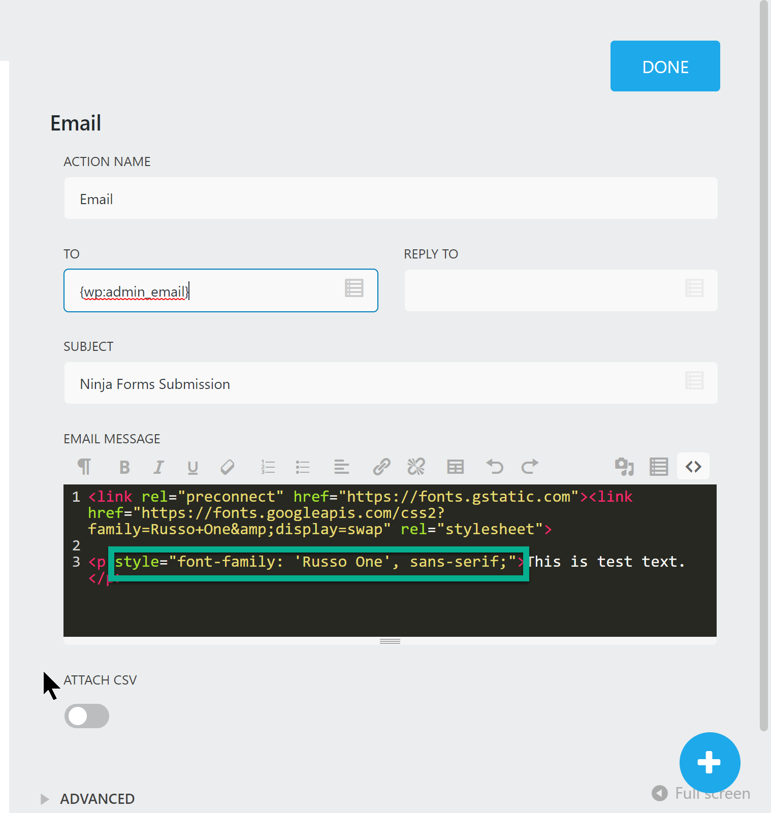 email confirmation custom font