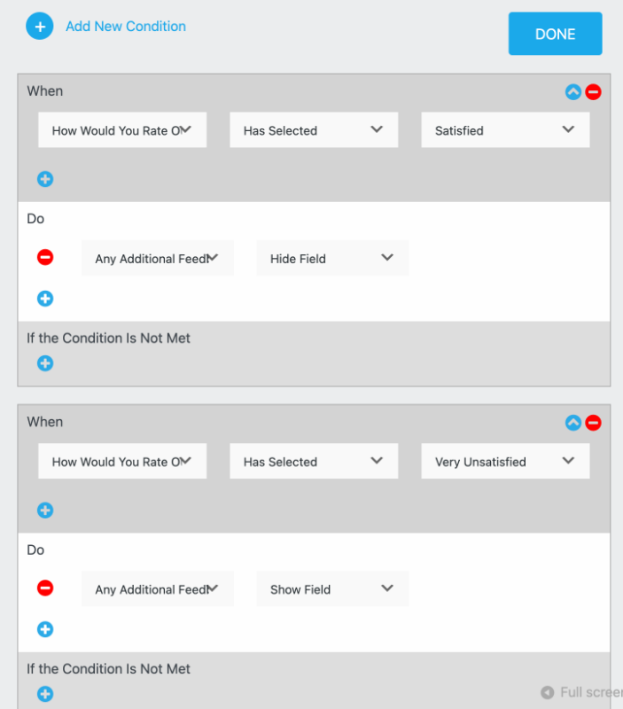 hide/show survey questions using conditional logic