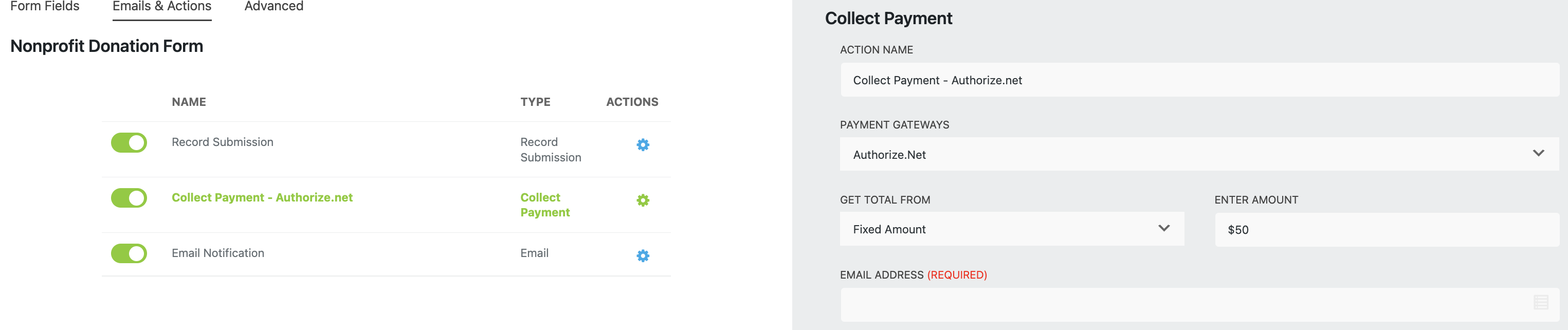 accept donations with authorize.net