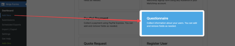Ninja Forms Questionnaire Template
