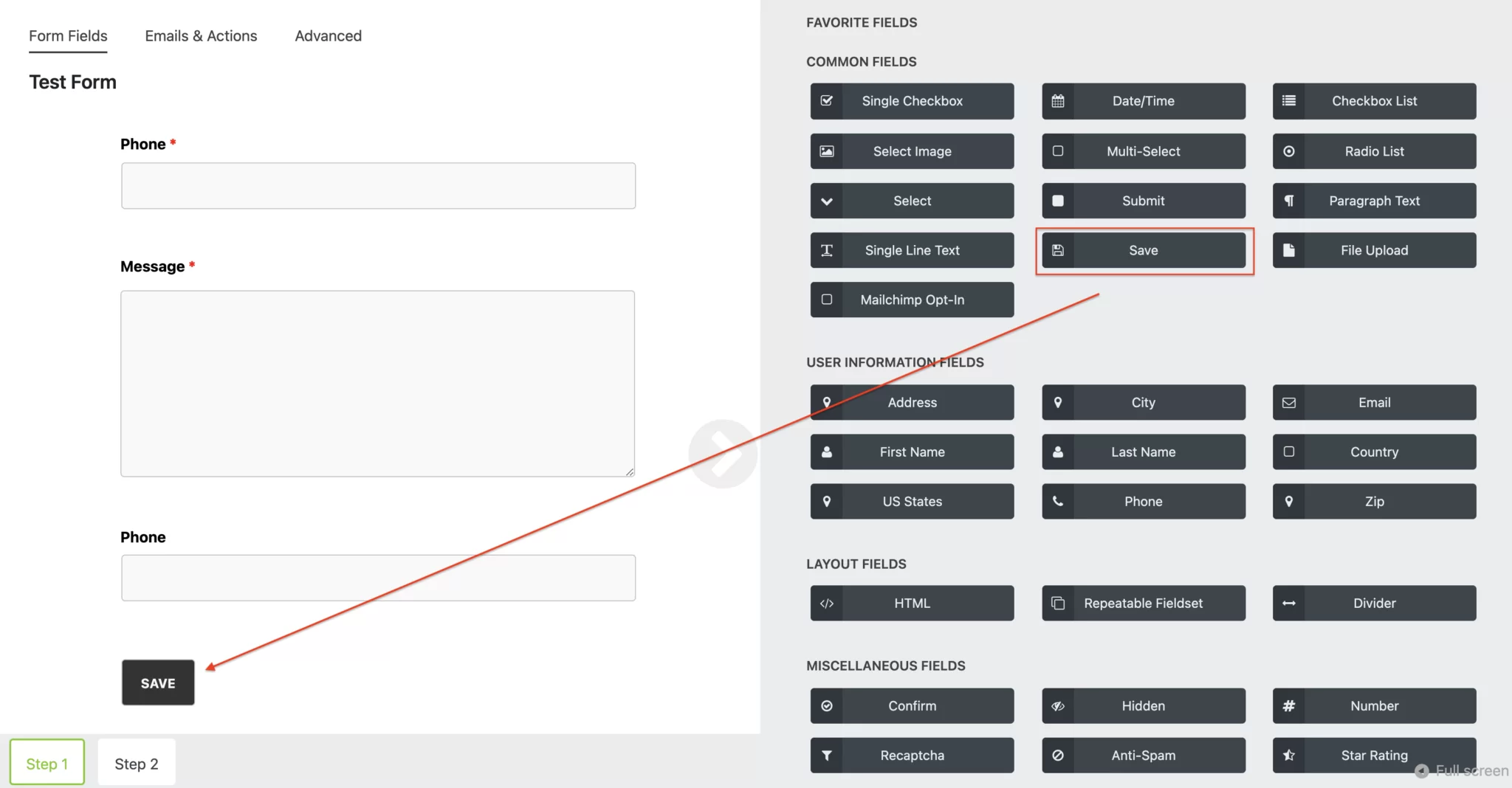 save-and-continue on your form
