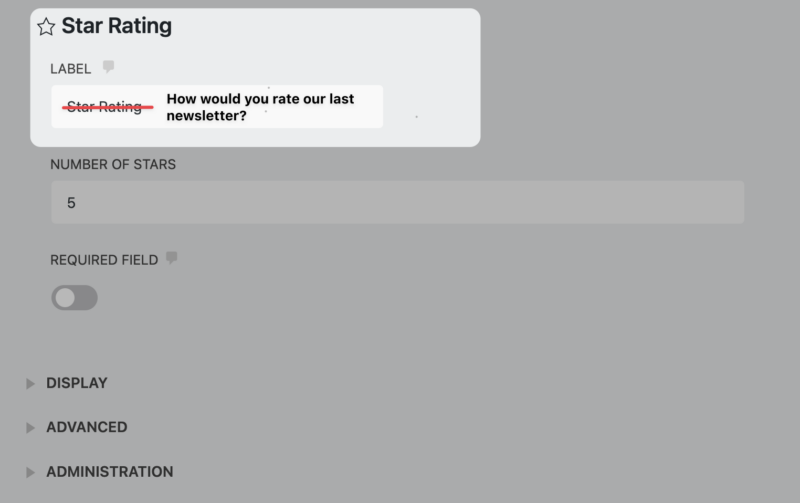 Swap out the default Star Rating label with your own