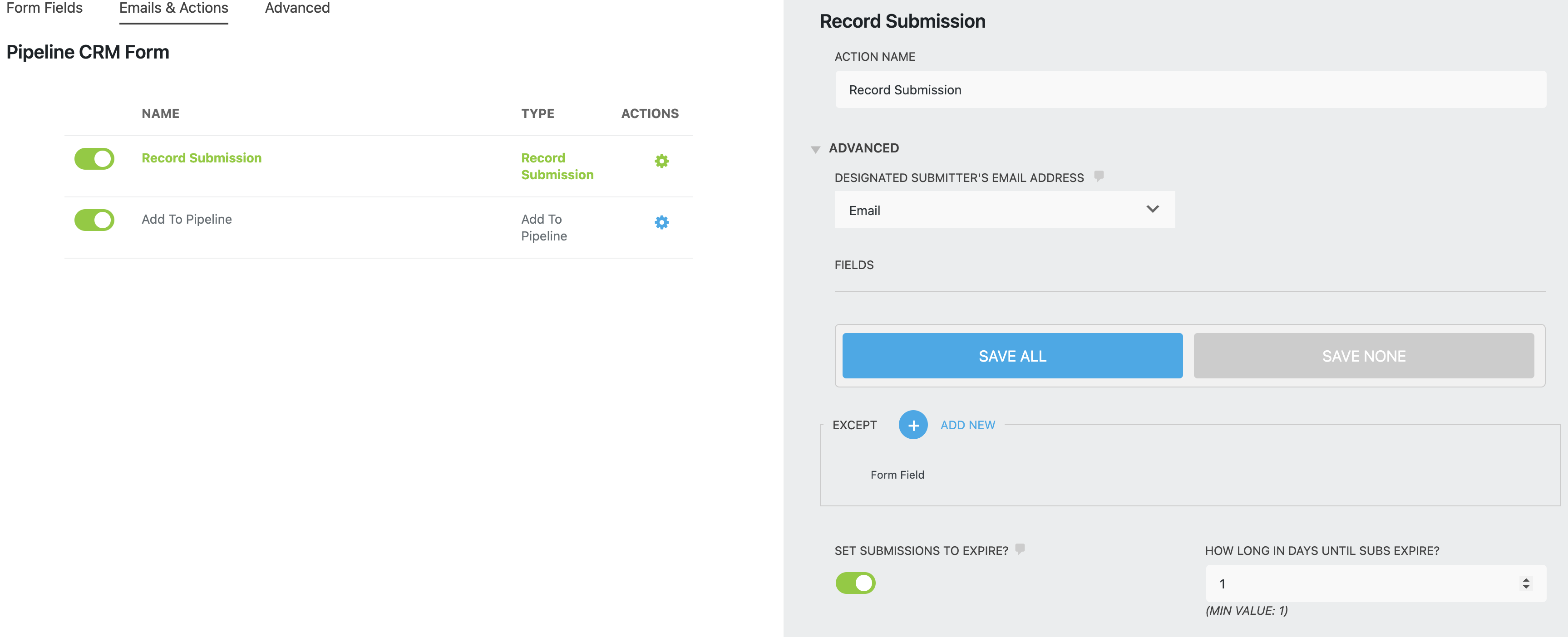 set submissions to expire
