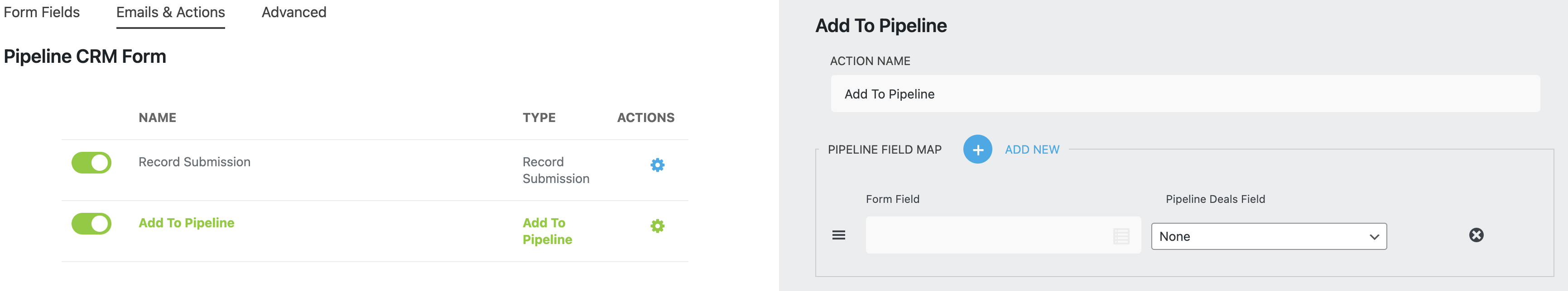 map form fields to pipeline crm fields