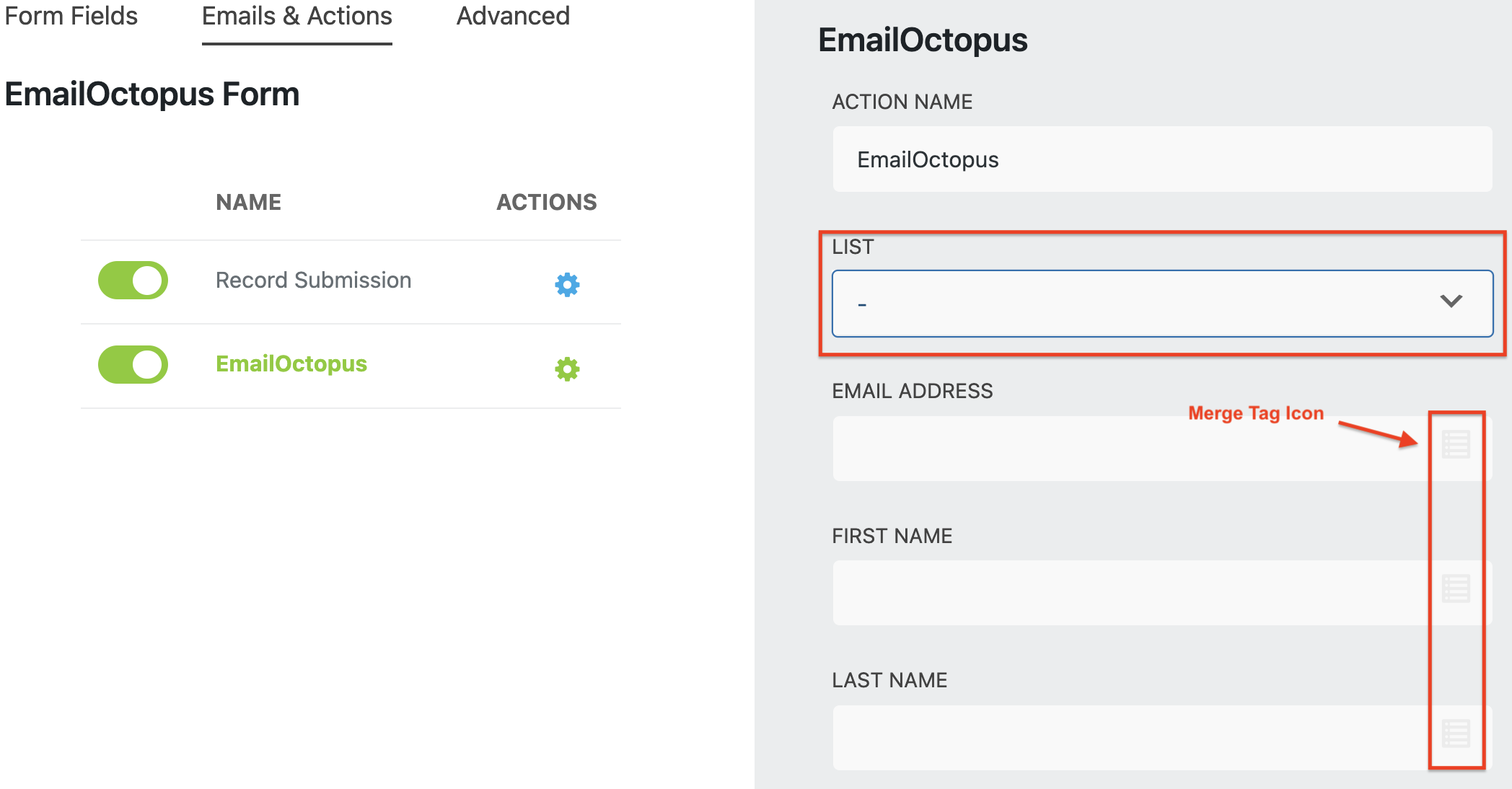 mapping contacts from wordpress form to emailoctopus