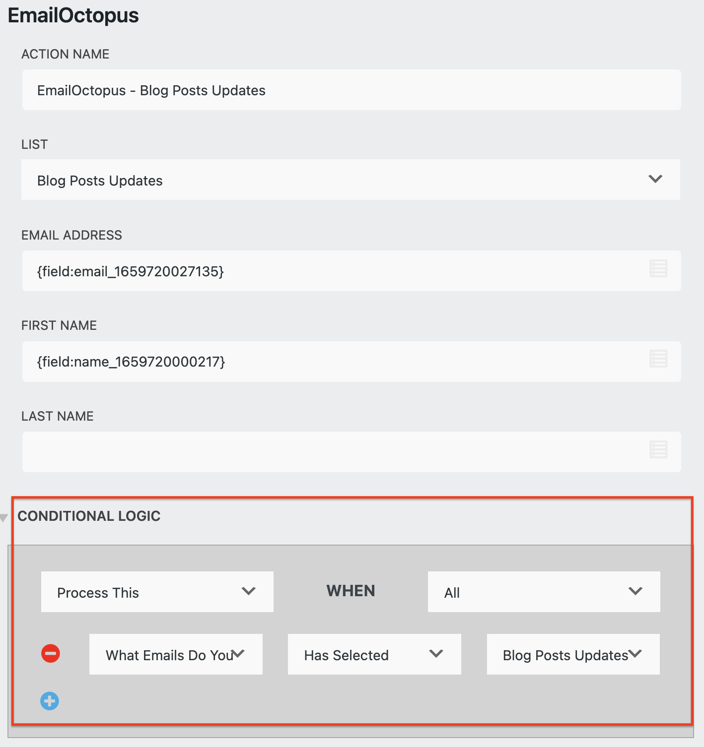 set conditional trigger to send contacts to different emailoctopus lists