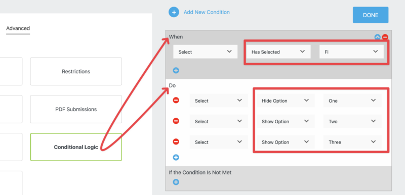 conditional list options with Conditional Logic