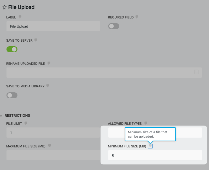 Minimum File Size setting