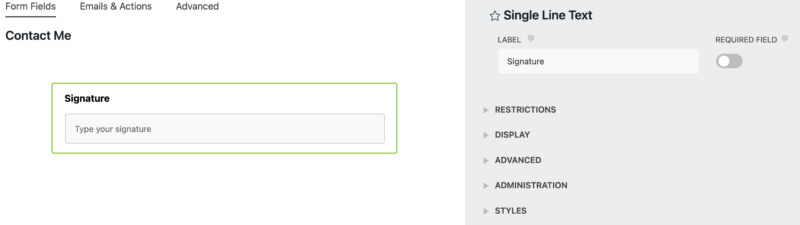 signature field wordpress