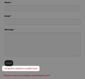 reCAPTCHA validation couldn't load
