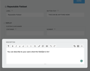 Repeatable Fieldset description