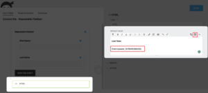 Repeatable Fieldset added to HTML field via merge tag