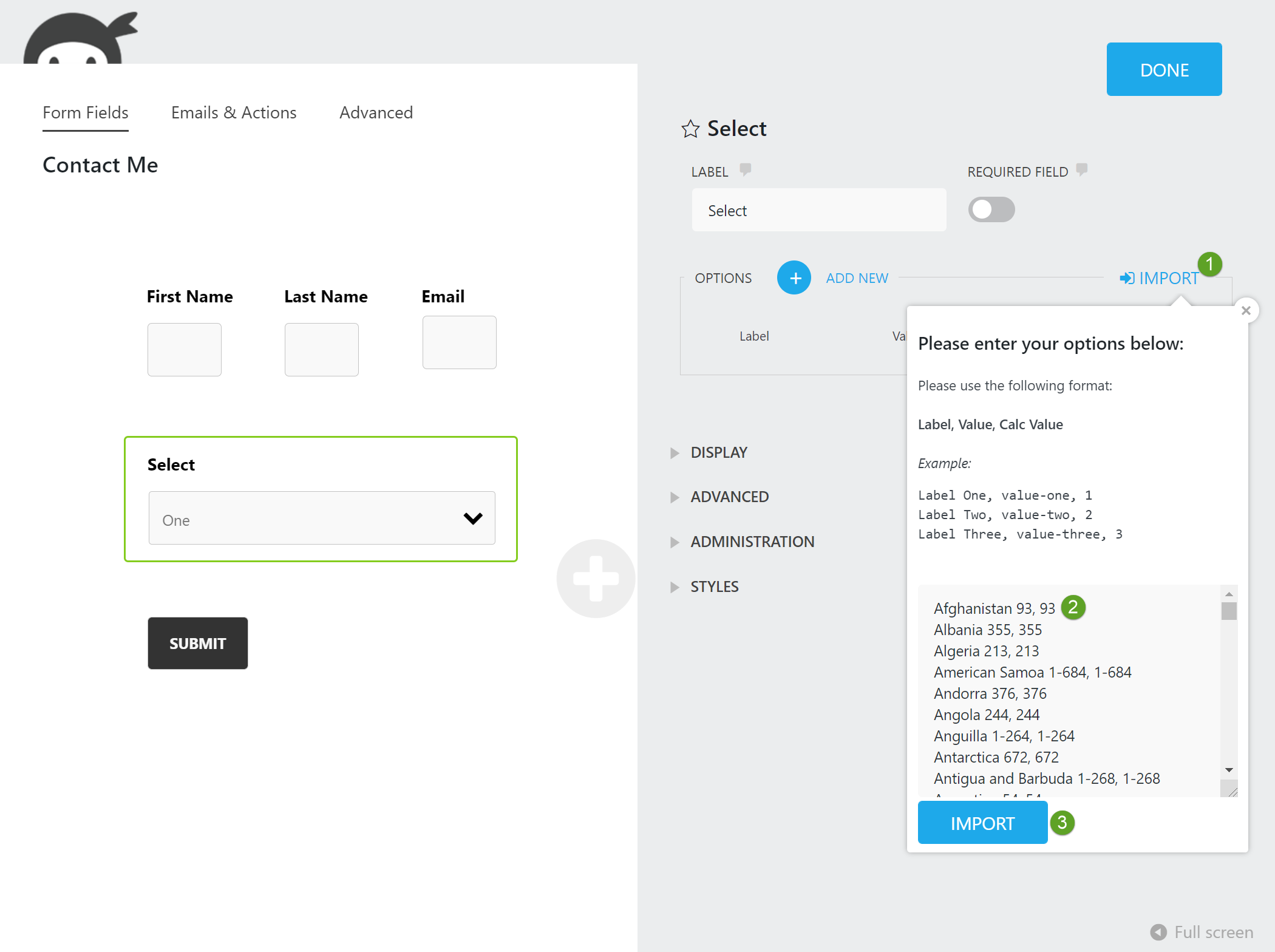 international phone country field selector