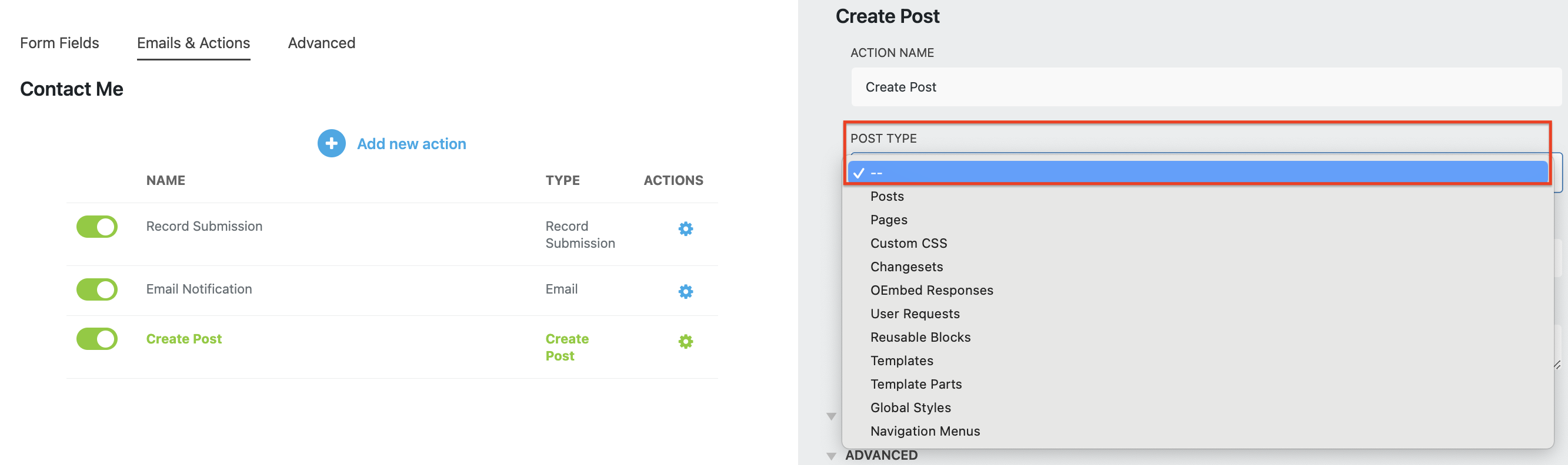 Front End Posting Post Type