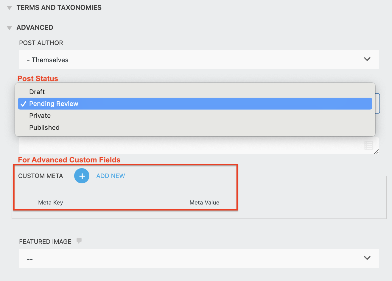 front end posting post status