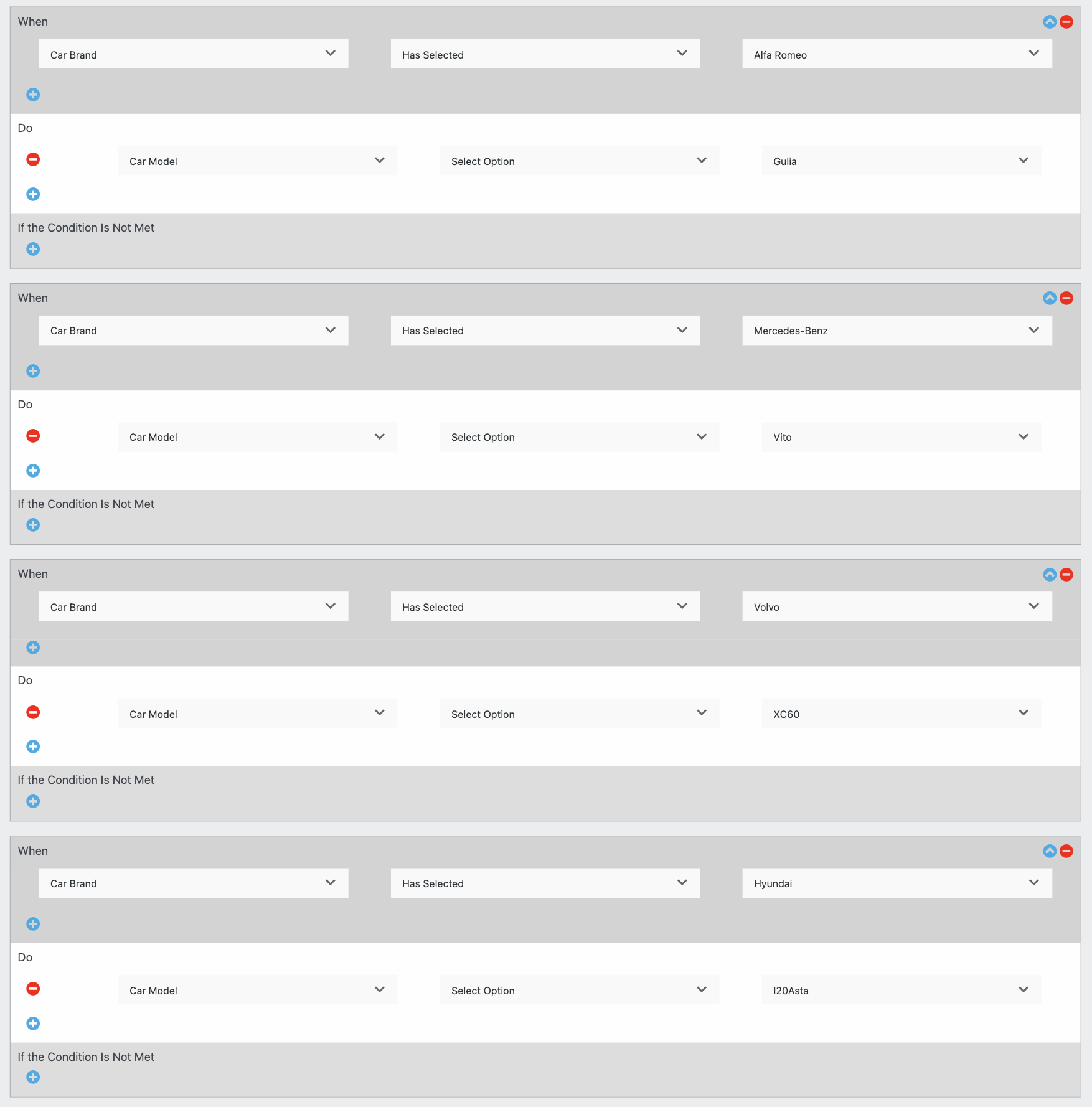 create conditional select fields in wordpress