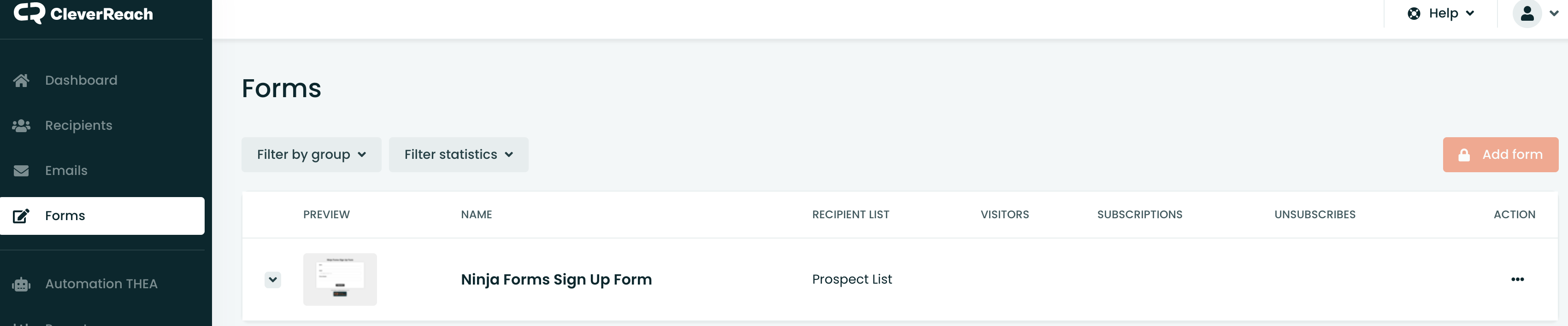 ninja forms cleverreach