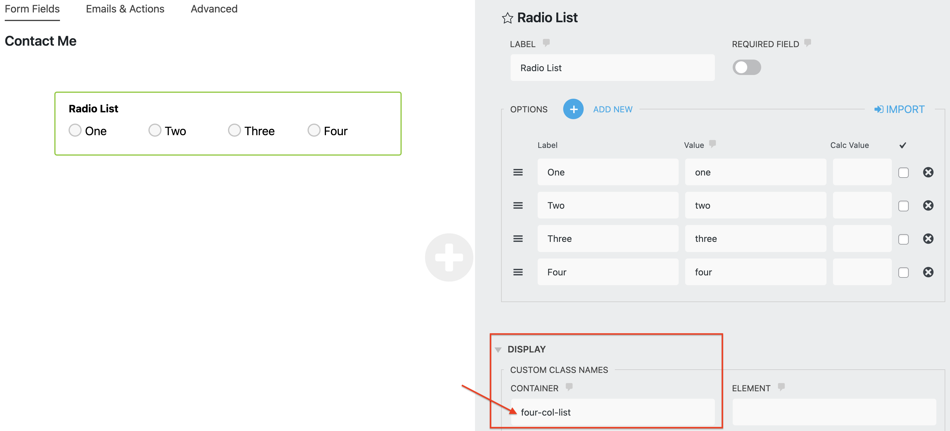 create inline radio buttons in wordpress