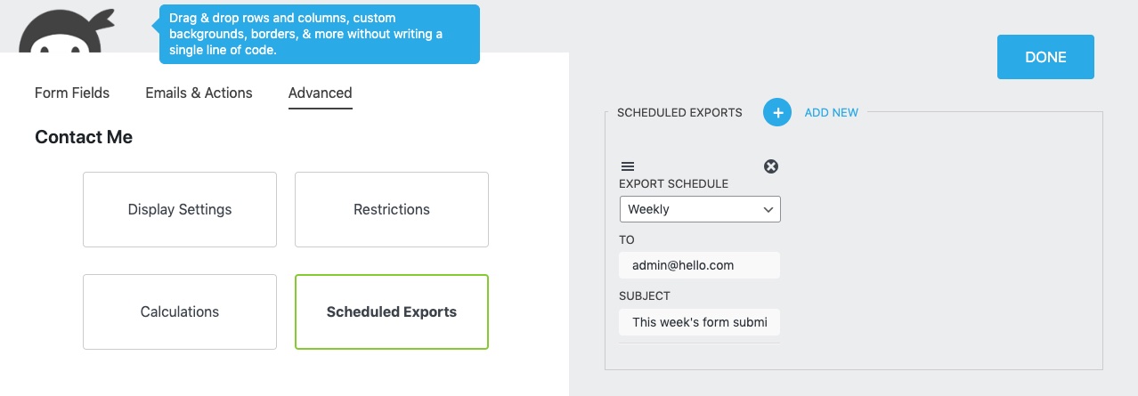 scheduled submission export