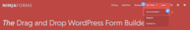 Navigation to Ninja Forms documentation