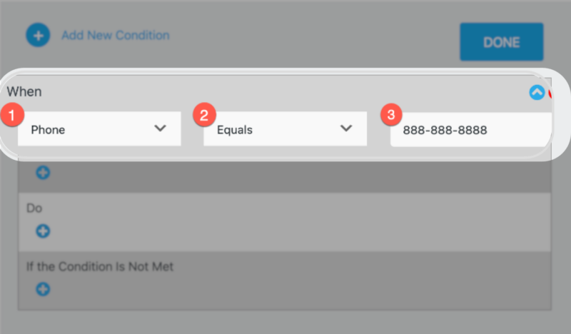 Setting up the required form field condition in When