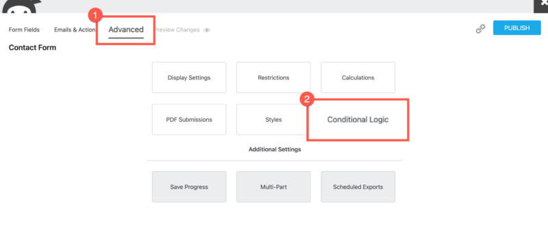 Conditional Logic section of Ninja Forms