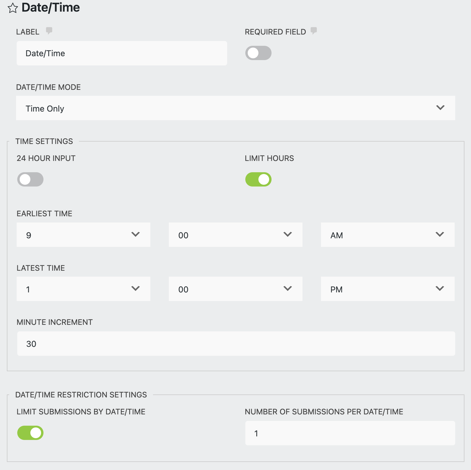 limit submissions based on time and date