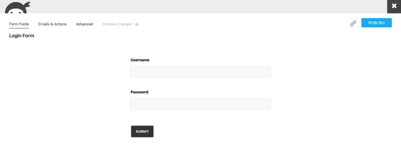 Completed login form template