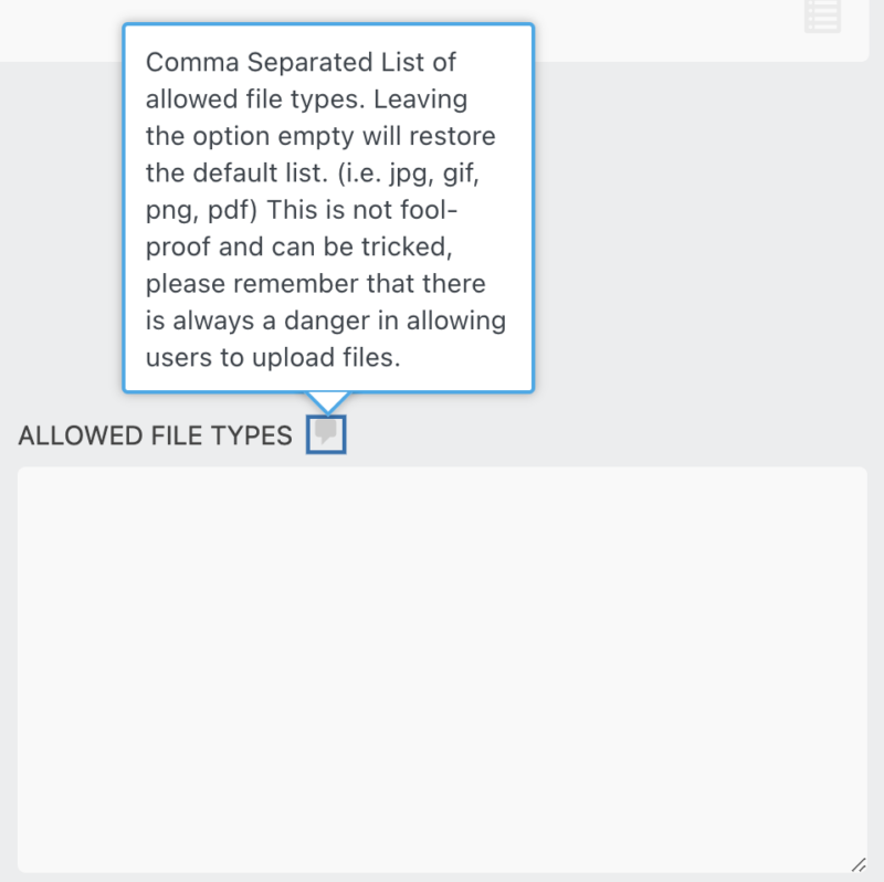 default file types in wordpress