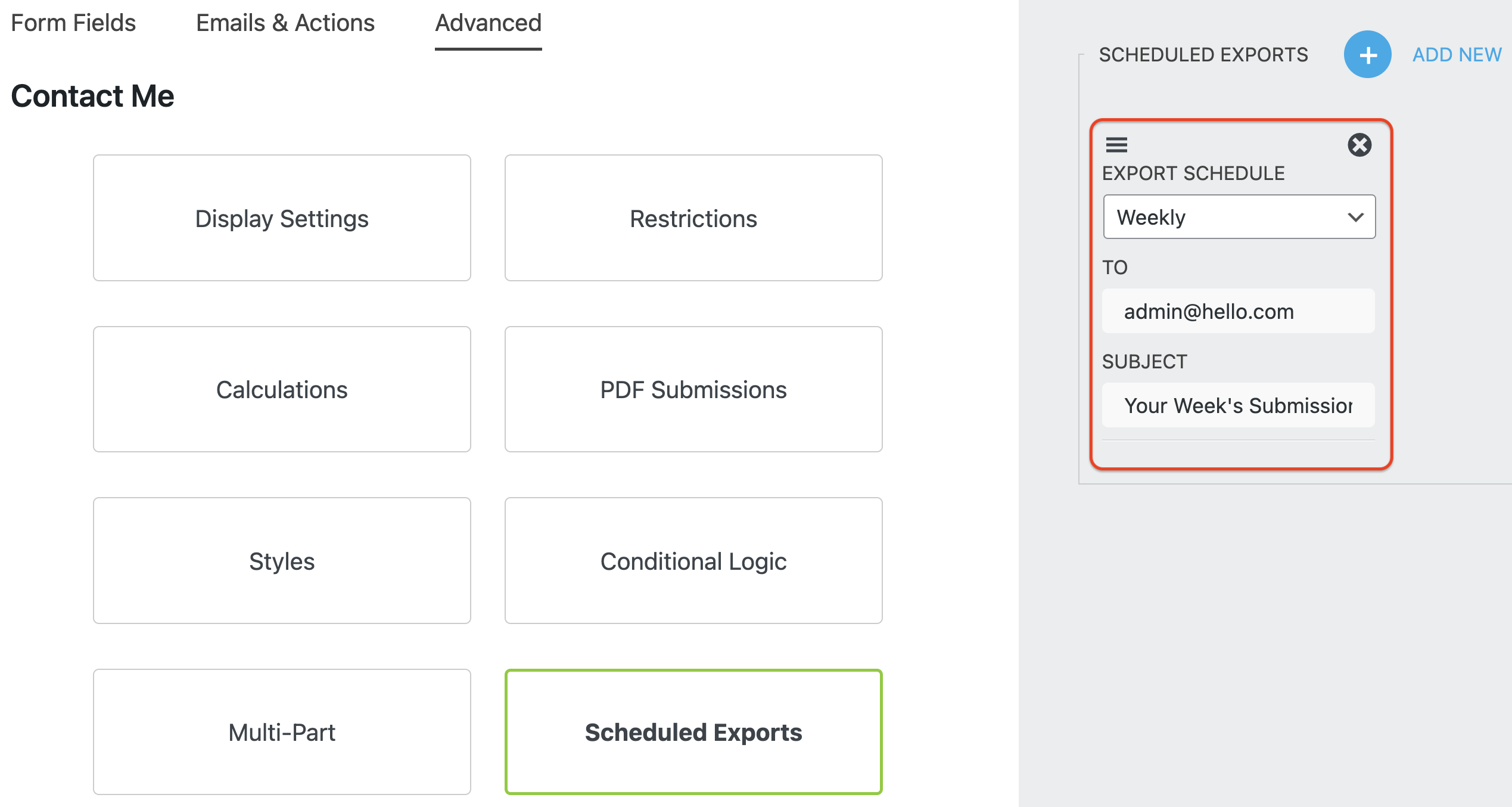 scheduled submissions export