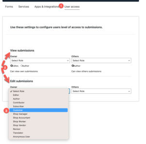 Allow users to edit and view form submissions