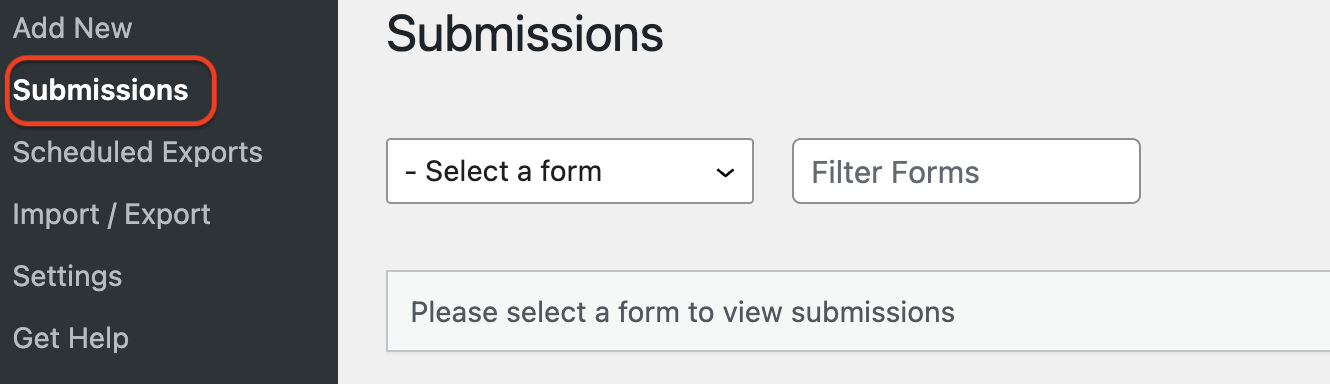 view submission entries in wordpress