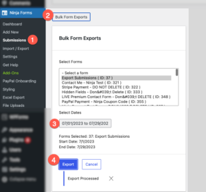Bulk Form "submission" Exports