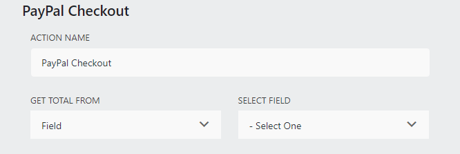 view of the paypal checkout action get total from field option