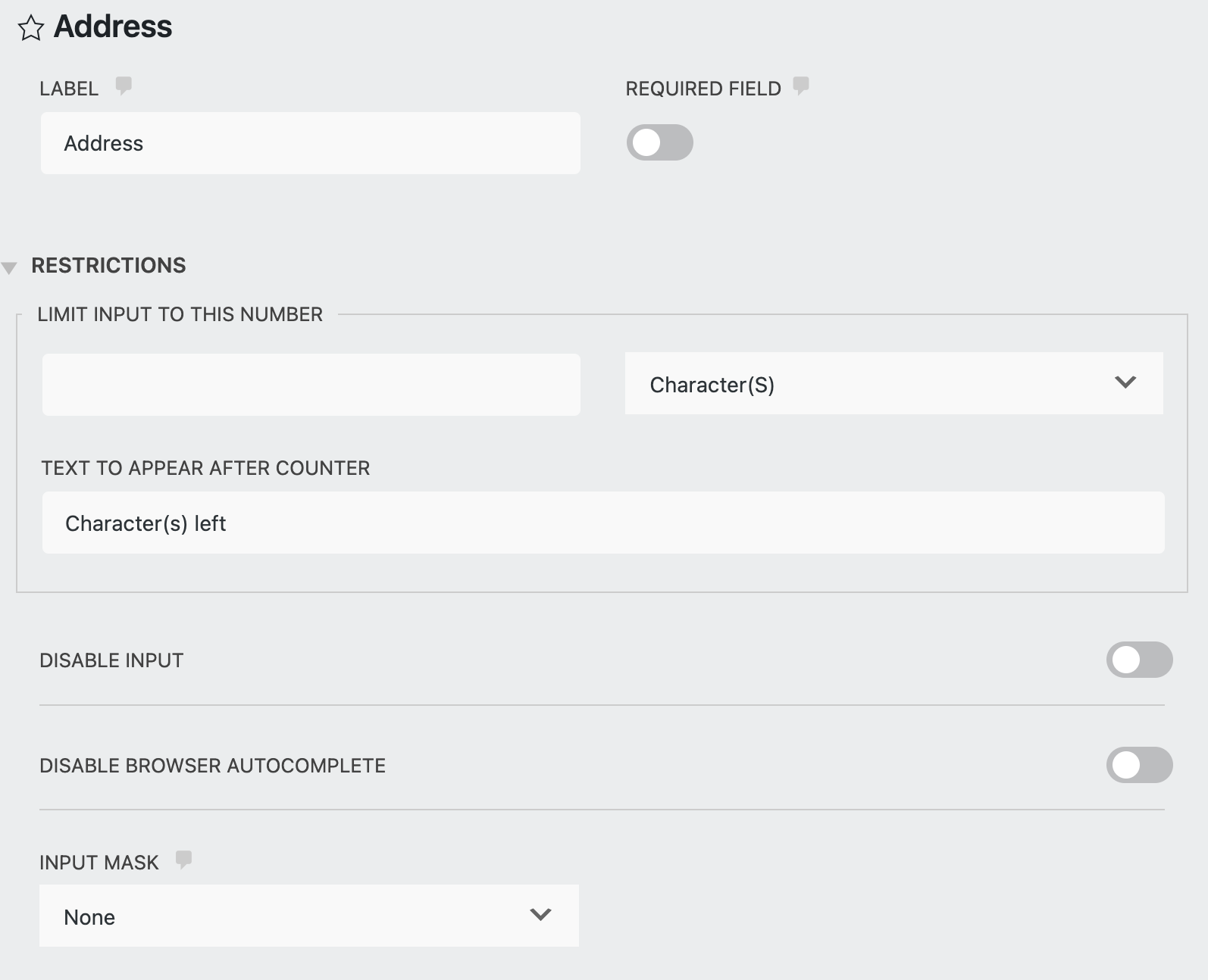 restrictions settings