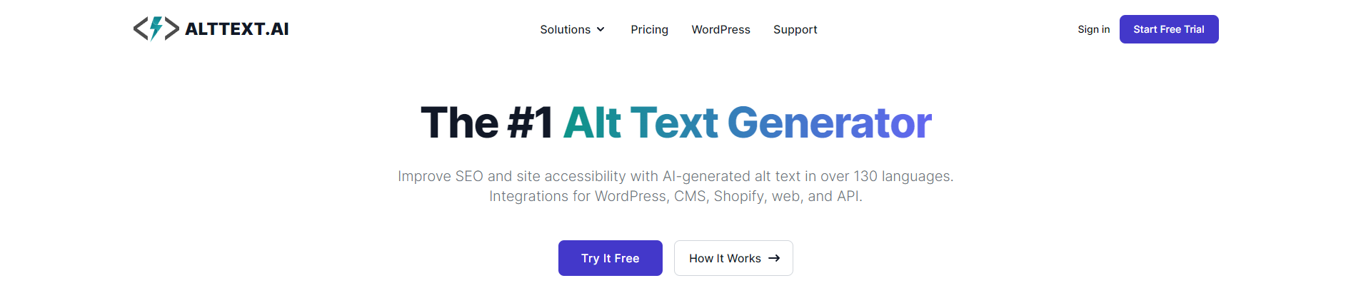 Alt Text AI website banner